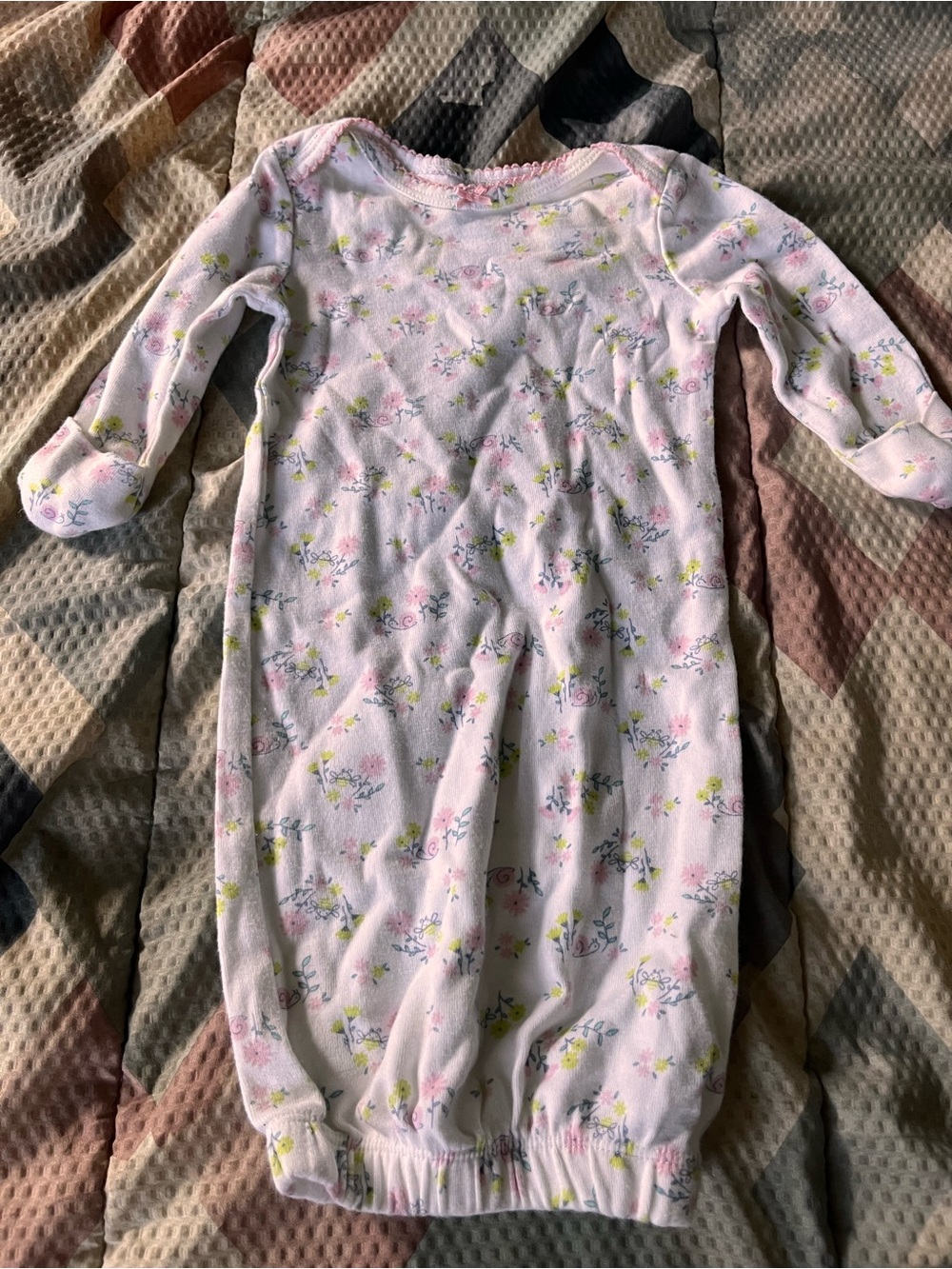 Long-Sleeve Pink Floral Baby Sleep Gown - Soft Nightwear